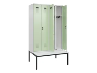 locker met bank,voor scheiding van kleding,HxBxD 2120x1200x815mm,4vak - 1