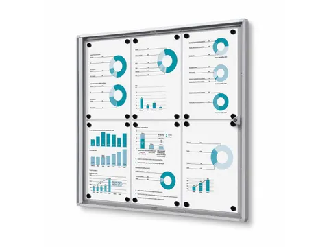 Muurvitrine Indoor Vergrendelbaar Brandwerend 6xA4 Zilver