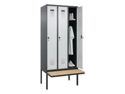 locker met bank,HxBxD 2120x900x815mm,3vak,vak B 300mm,draaigrendel