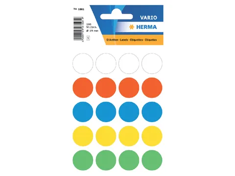 HERMA 1881 Multipurpose etiketten Rond 19mm Assorti 100 stuks