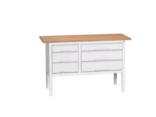 werkbank,HxBxD 830-930x1500x600mm,multiplexblad,uitrusting: 6lades