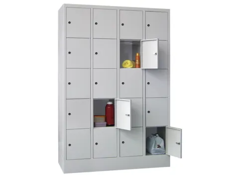 lockerkast,4x5vakken,vak B 300mm,cil.-slot,RAL7035,front RAL7016