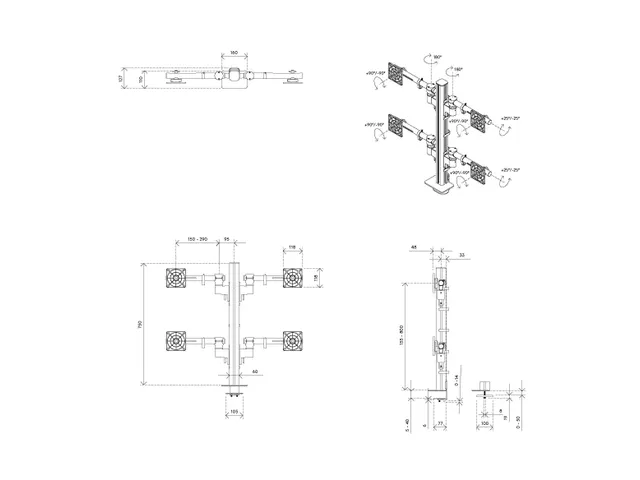Bras 4 écrans Viewgo modular 243 noir