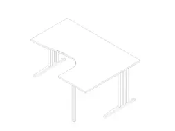 hoek-bureau,HxBxD 730x1600x1200mm,blad wit,verdieping rechts