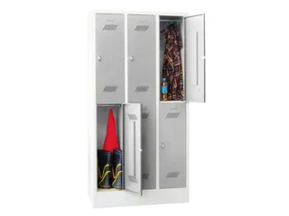 dubbeldekse locker,HxBxD 1850x900x500mm,3x2vak.,RAL7035,front RAL7035 - 3