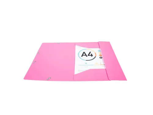 Elastomap 3 kleppen polypropyleen ondoorschijnend Eco A4 Fuchsia