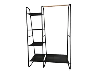 Kledingrek Met Legplanken Metaal Zwart 100X40X 150Cm - 2