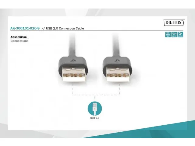 USB 2.0-aansluitkabel type A mannelijk/mannelijk 1m USB 2.0-compatibel