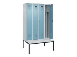 locker met bank,voor scheiding van kleding,HxBxD 2120x1200x815mm,4vak - 1