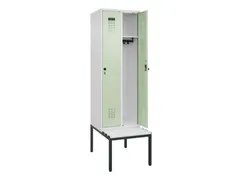 locker met bank,HxBxD 2120x600x815mm,2vak,vak B 300mm,draaigrendel