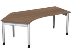 In hoogte verstelbaar hoekbureau 680-820x2166x1130mm noten zilver