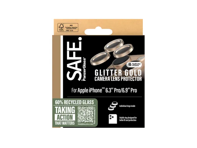 PanzerGlass SAFE. by Camera Lens Protector Glitter Gold iPhone 16 P