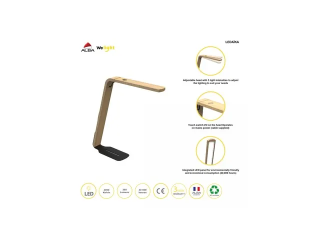 LEDAÏKA bureaulamp modern design hout en zwart metaal