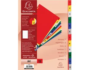 Exacom Tabbladen A4 Pp 12-delig 11-gaats Assorti - 1