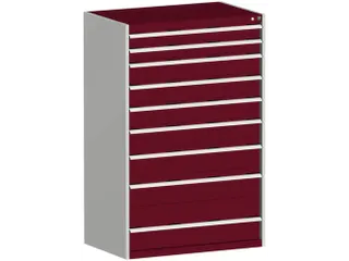 ladekast HxBxD 1600x1050x650mm 9laden RAL7035 front RAL3004 - 1
