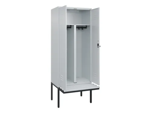 PBM-locker met bank,HxBxD 2120x800x815mm,2vak,vak B 400mm,draaigrendel