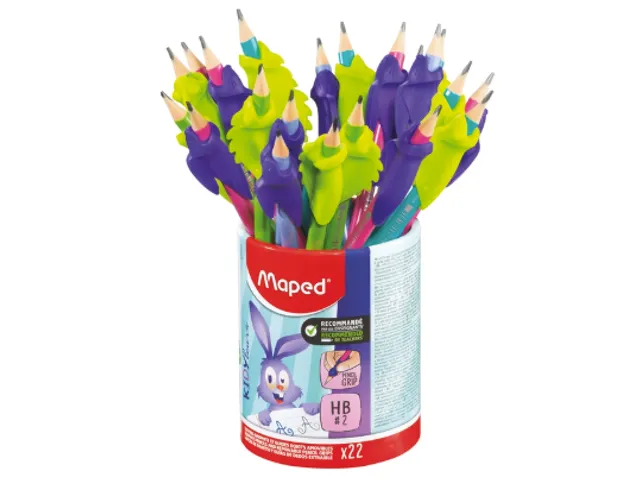 Crayon graphite Maped Kidy Learn avec gomme et guide doigts pot 22 pi