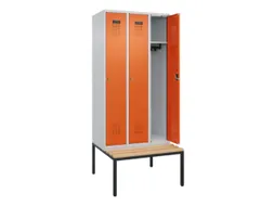locker met bank,HxBxD 2120x900x815mm,3vak,vak B 300mm,cilinderslot