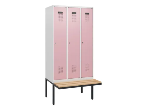 locker met bank,HxBxD 1950x900x815mm,3vak,vak B 300mm,cilinderslot