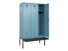 locker met bank,HxBxD 2120x1200x815mm,3vak,vak B 400mm,cilinderslot