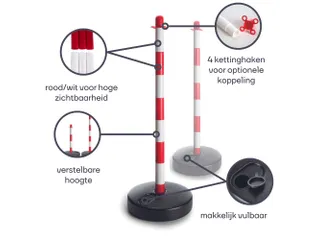 Afzetpaal Rood Wit Voor Signalisatieketting Set 2 stuks - 6