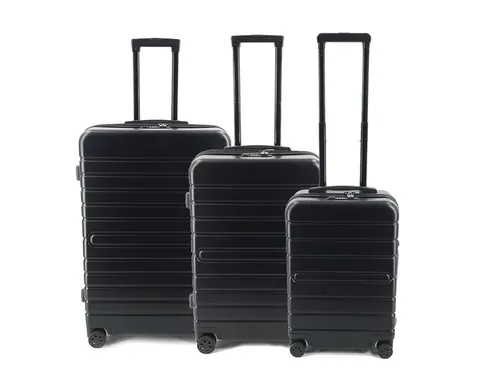 Reistrolleyset JSA 3-delig mat zwart gerecycled ABS