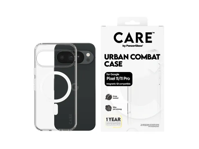 PanzerGlass CARE by Urban Combat Case Transparent w. White Qi Go