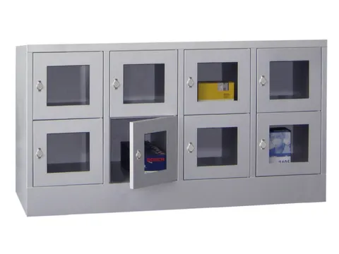 lockerkast,HxBxD 855x1600x500mm,4x2vakken,RAL7035,front RAL7016