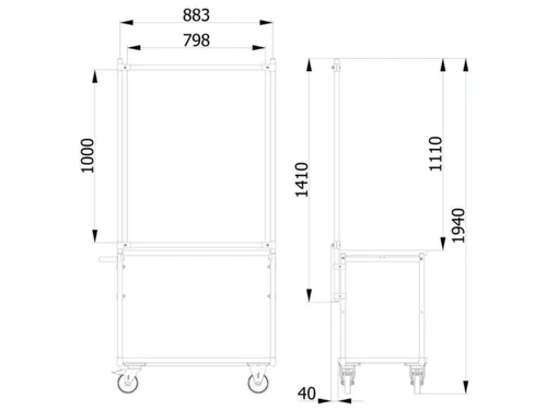 anti-speekselscherm,pvc-folie,glashelder,frame staal RAL5007