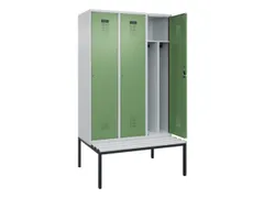 locker met bank,voor scheiding van kleding,HxBxD 2120x1200x815mm,3vak