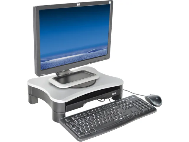 Monitorverhoger 2 Hoogte Standen 2 Lades Draaiplateau Zilver/Zwart