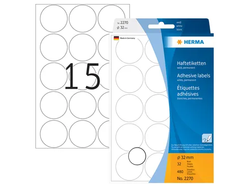 HERMA 2270 Multipurpose etiketten Rond 32mm Wit 480 stuks