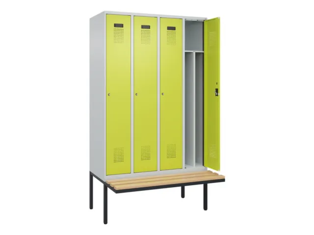 locker met bank,voor scheiding van kleding,HxBxD 2120x1200x815mm,4vak