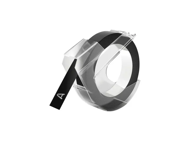 Labeltape Dymo rol 9mmx3M glossy vinyl prof zwart 520109