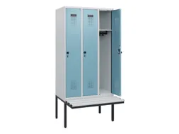 locker met bank,HxBxD 1950x900x815mm,3vak,vak B 300mm,draaigrendel