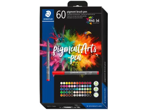 Brushpen Staedtler 371 PigmentArts viltstiften set à 60 kleuren