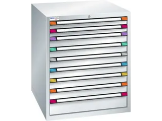 ladekast,HxBxD 1000x805x695mm,9lade(n),cil.-slot,RAL7035,front RAL7035 - 2