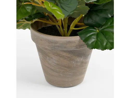 Kunstplant Mica Begonia wit in pot Stan grijs 25x30cm
