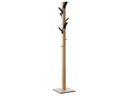 Staande kapstok 6jas-/2tashaken hout/polystyreen naturel/zwart
