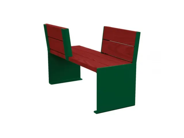 Banc opposé extérieur assise H450mm 3 lattes chêne acajou/RAL6005