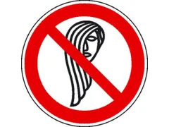 verbodsbord,Verboden te bedienen met lang haar,PVC,Ø 100mm