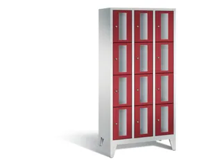 Lockerkast 1850x900x500mm 3x4 vakken Cilinderslot Poten, RAL3003 - 2
