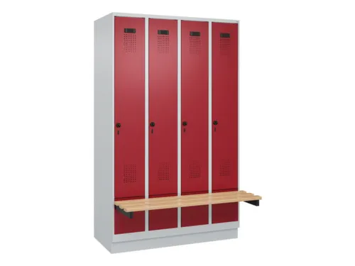 locker met bank,HxBxD 1950x1200x815mm,4vak,vak B 300mm,draaigrendel