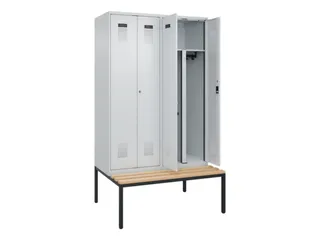 PBM-locker met bank,HxBxD 2120x1200x815mm,4vak,vak B 300mm - 1
