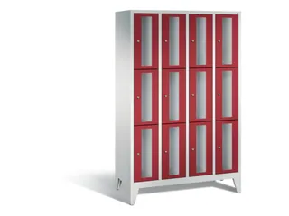 lockerkast 1850x1190x500mm 4x3 vakken Cilinderslot Poten, RAL3003 - 2