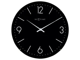 Wandklok NeXtime dia. 35cm bol glas zwart 'Basic Dome' streep/cijfers - 1