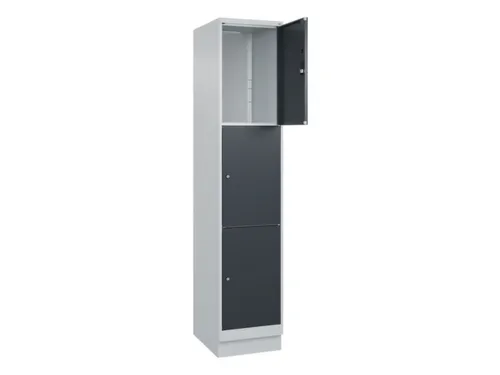 lockerkast,HxBxD 1950x400x500mm,1x3vakken,vak B 400mm,cil.-slot,sokkel