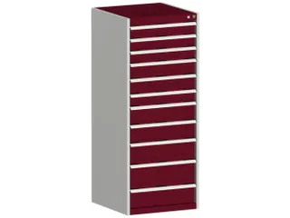 ladekast HxBxD 1600x650x650mm 11laden RAL7035 front RAL3004 - 1