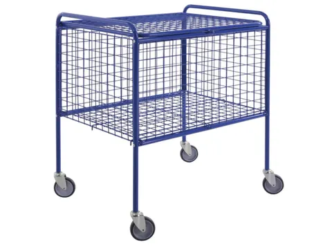 Chariot grillagé 915x800x600mm charge 100kg bleu