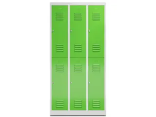 Dubbeldekse garderobekast 1800x870x500mm 3x2vak klink RAL7035 RAL6018 - 2